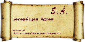 Seregélyes Ágnes névjegykártya